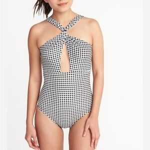 Old navy Womens Gingham twist-strap cutout swimsuit cottagecore prairie beach
